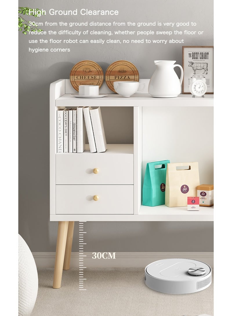AnneFish 100*35*80cm Coffee Corner Home Kitchen Coffee Bar Cabinet Shelf With Drawers Display Cabinet Kitchen Bakers Rack Sideboard For Living Room, Bedroom Or Office - Image 5